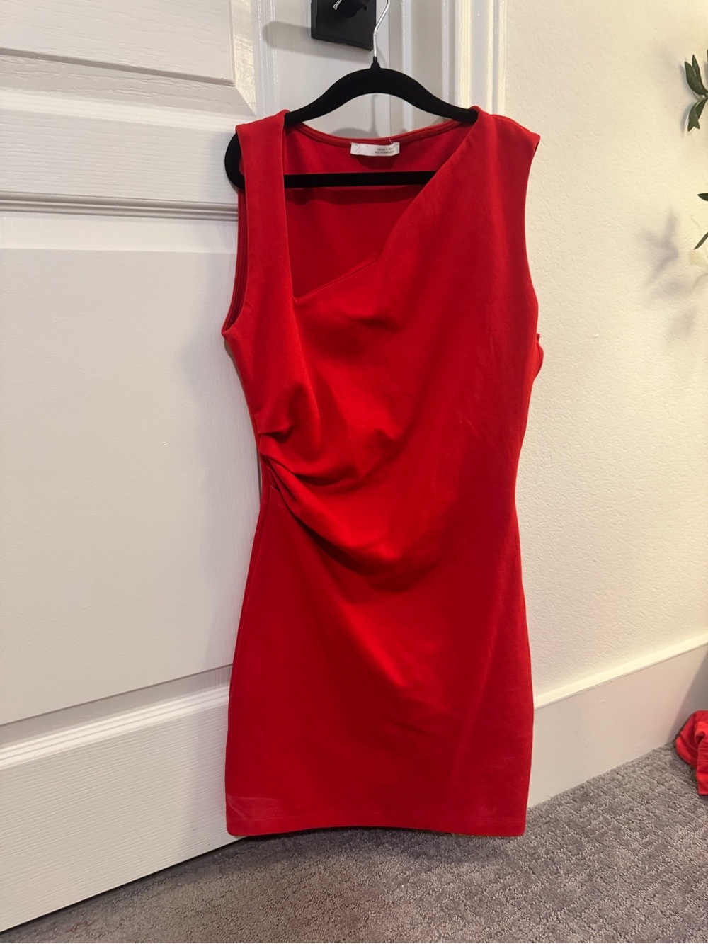 Zara Red Sleeveless Draped Mini Dress